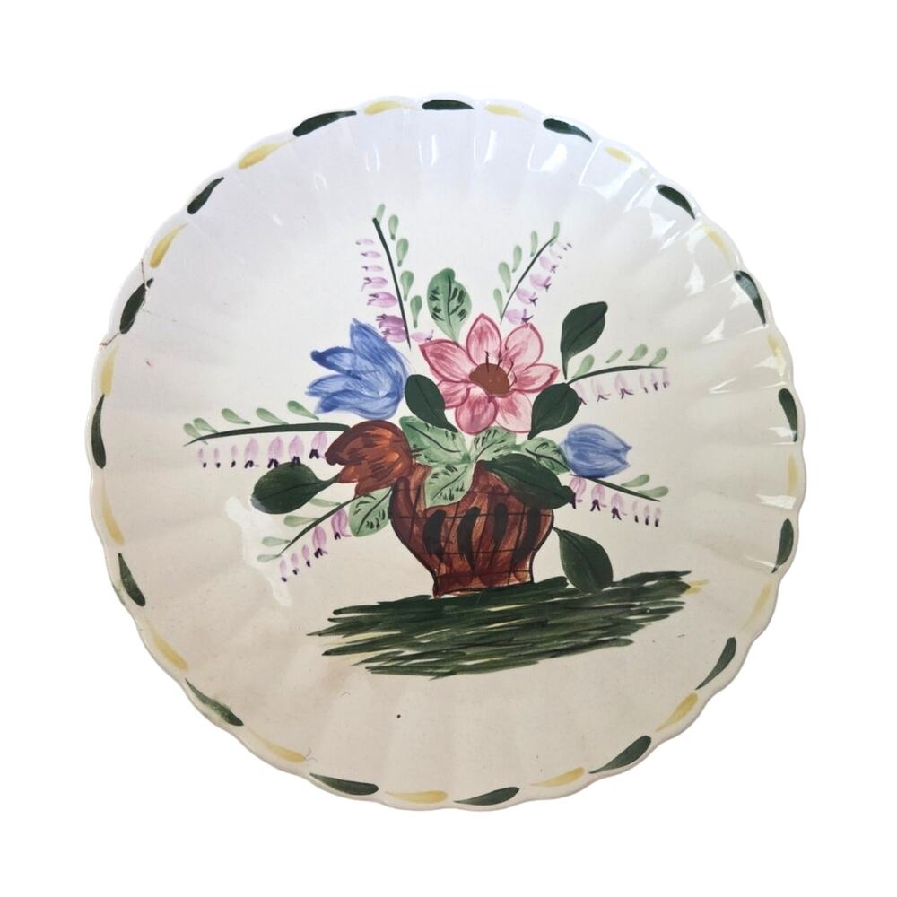 Vtg Blue Ridge Pottery Flower Bouquet Plate Pink Blue Cottage Core